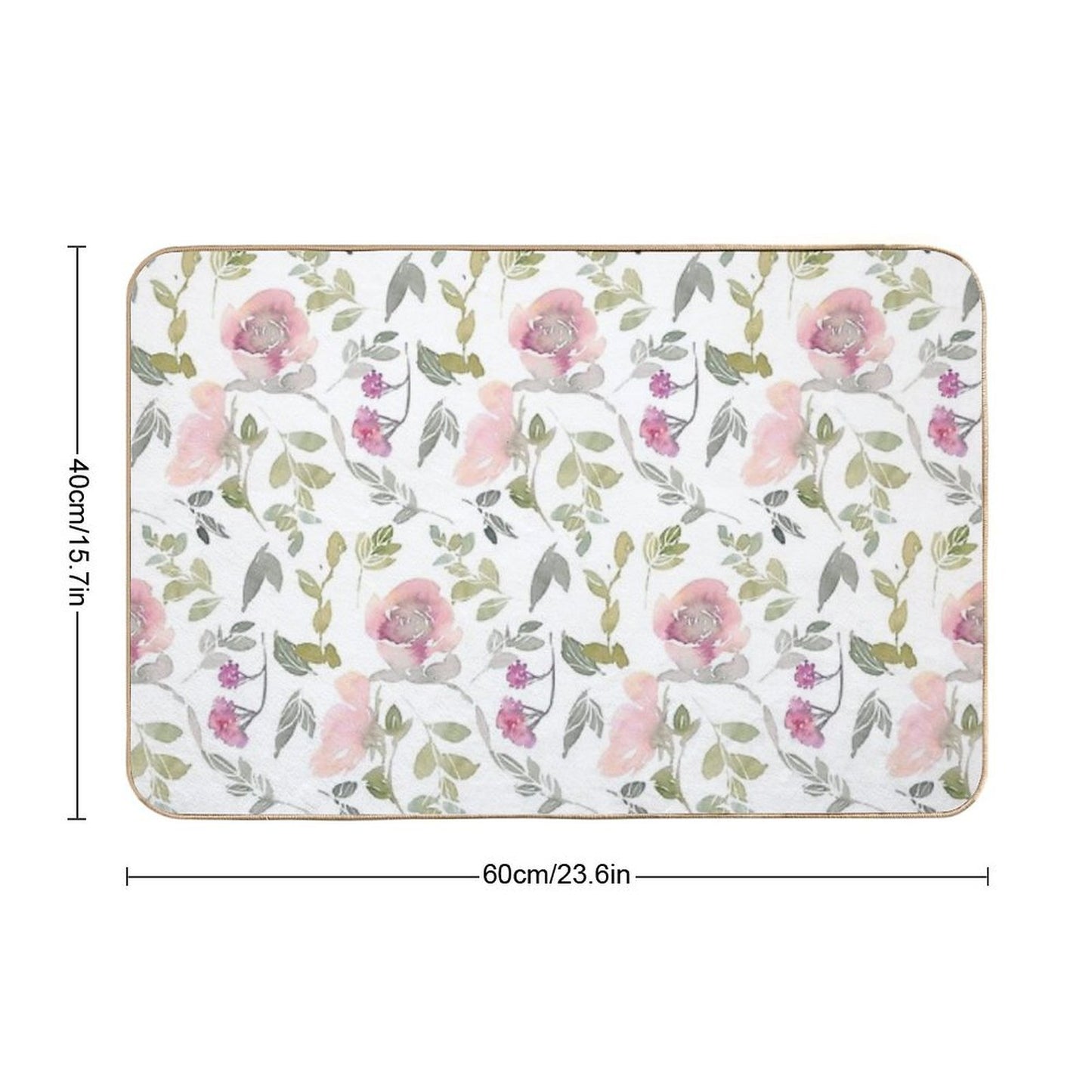Floral Pattern in Watercolors  Slip-Resistant Bath Mat