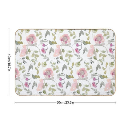Floral Pattern in Watercolors  Slip-Resistant Bath Mat