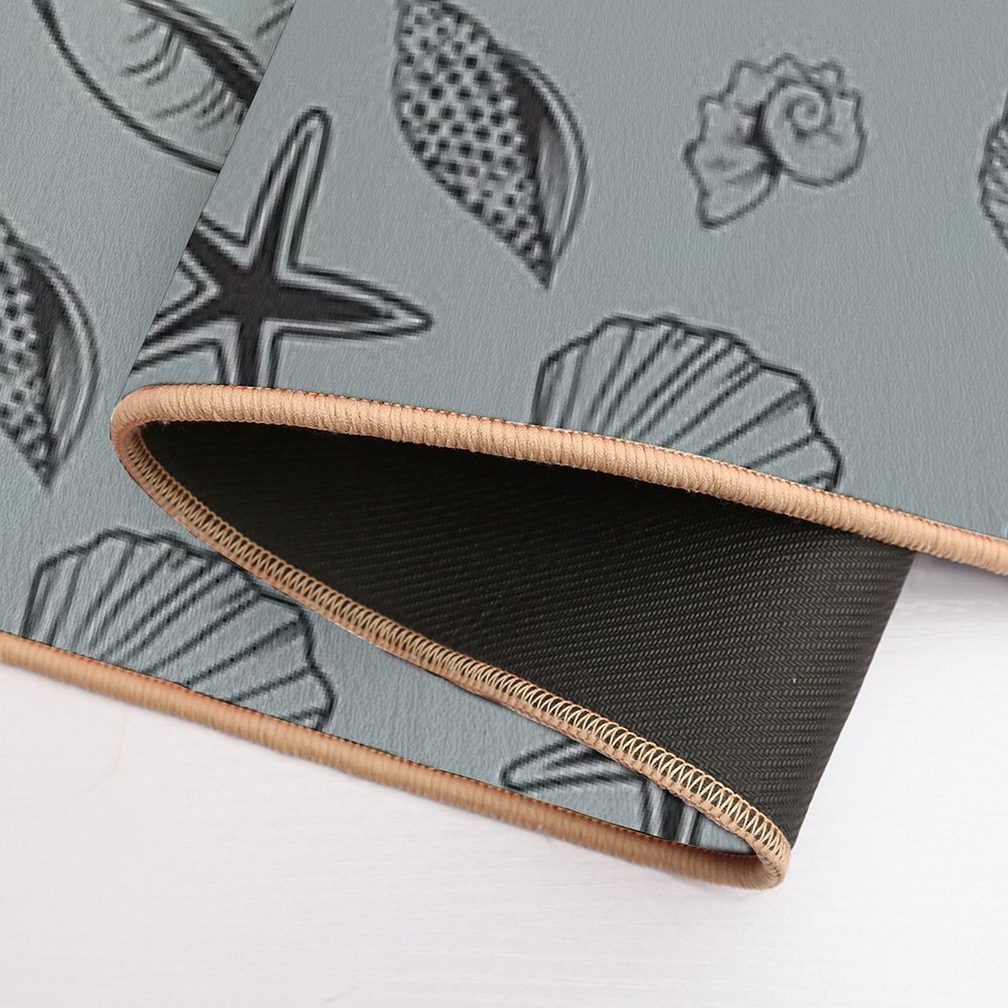 The Dark Sage Green Shells  Anti-Trip Bath Mat