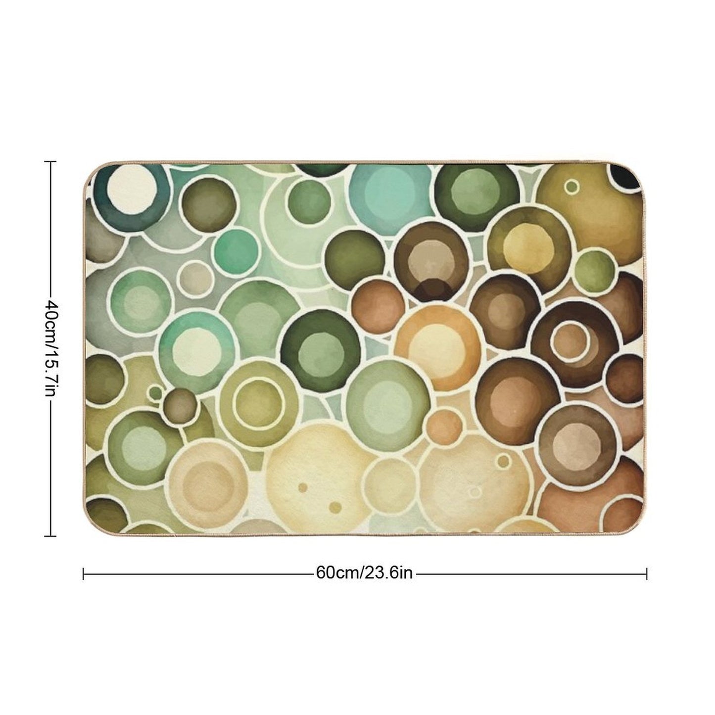 An Earth Tone Circles Watercolor Design- Boho Chic Patterns  Repositionable Bath Mat