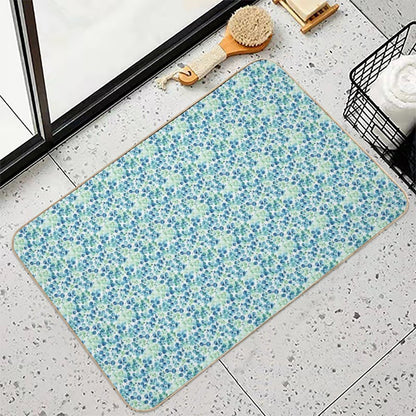 Blue & Green Watercolor Drops Pattern  Dirt-Trapping Bath Mat