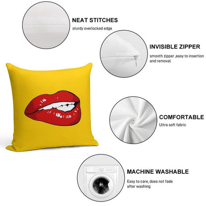 Sexy Biting Lips Throw Pillow Face Mask Soft Easy Maintenance Throw Pillow