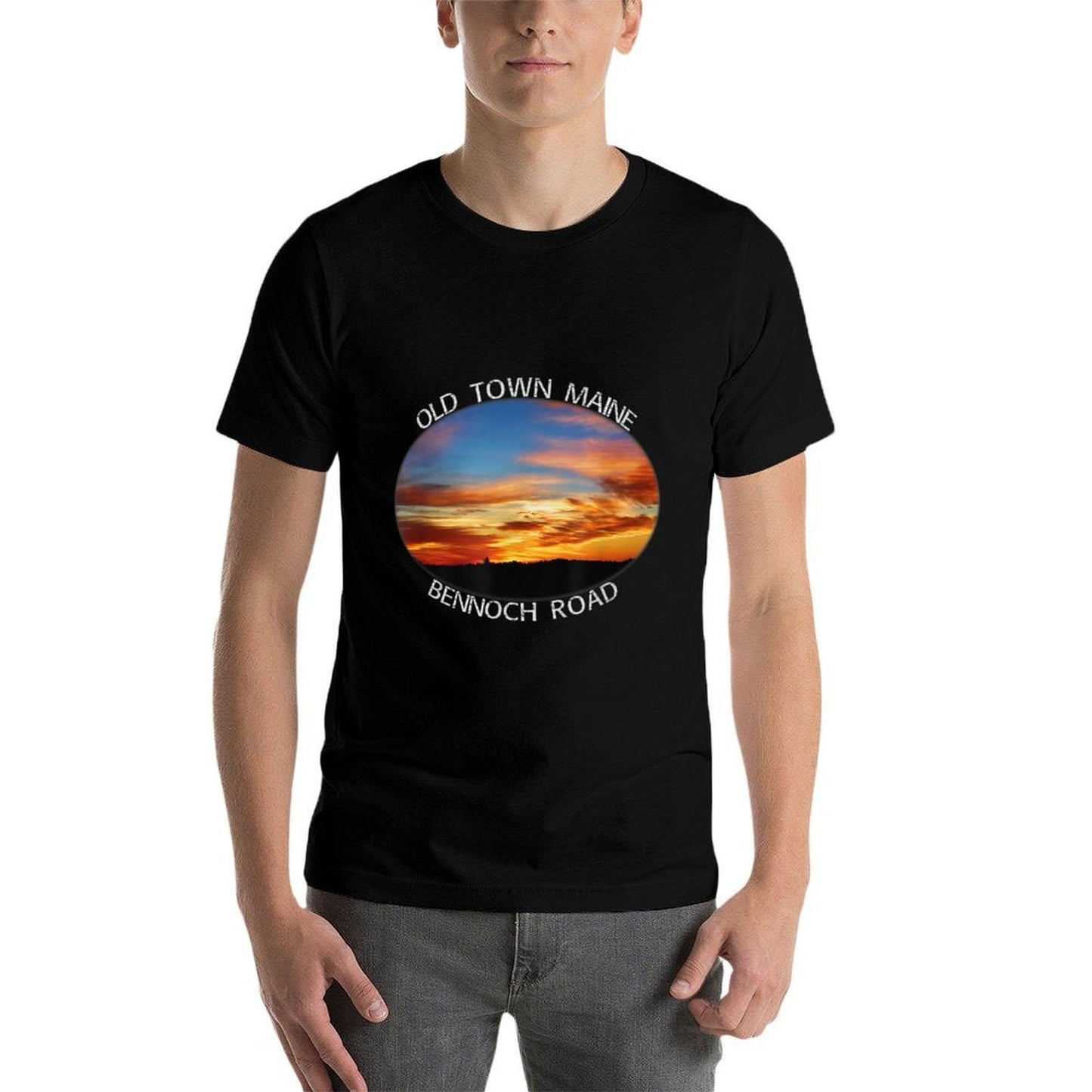 Old Town, Maine Magic Hour Early Morning Twilight Sky  Trendy Pattern T-Shirt