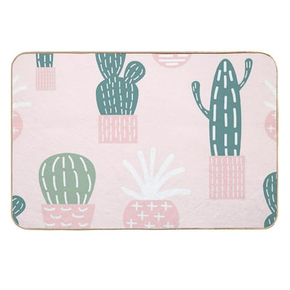 Cute Cacti on Pink Background  Absorbent Bath Mat