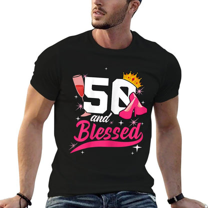 Womens 50th Blessed Birthday Lady for Her Fiftieth Bday Woman  Relaxed-fit T-Shirt